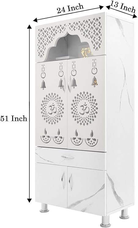 Thelifestyle Pooja Mandir for Home with Led Light Engineered Wood Home Temple (Height: 130, Pre-Assembled)