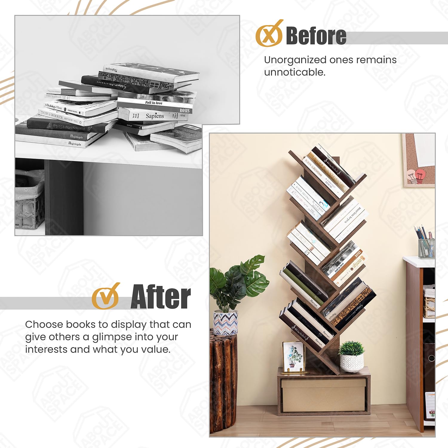 Tree Shaped Book Shelf for Study Room