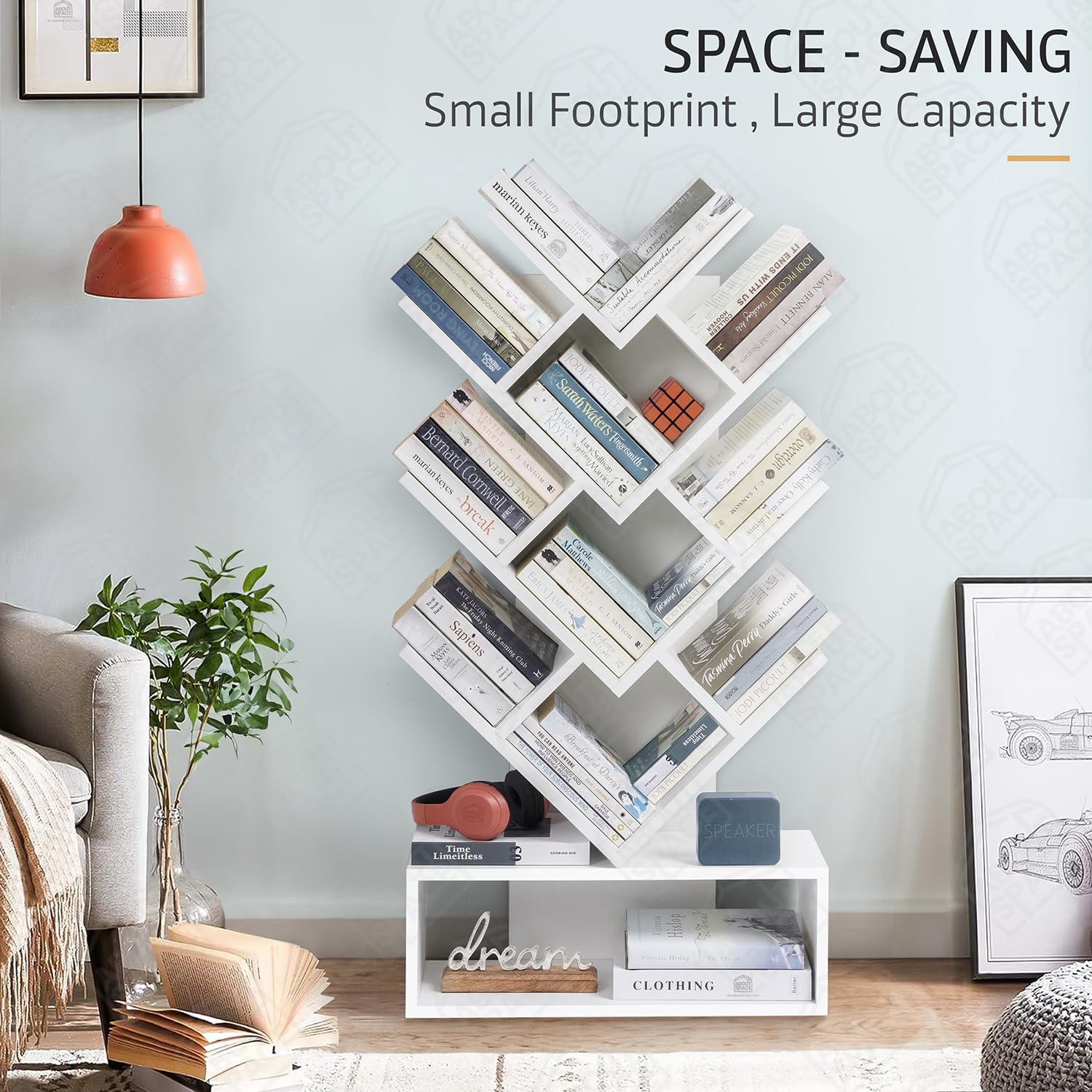 Tree Shaped Book Shelf, Engineering wood Book Rack for Study Room