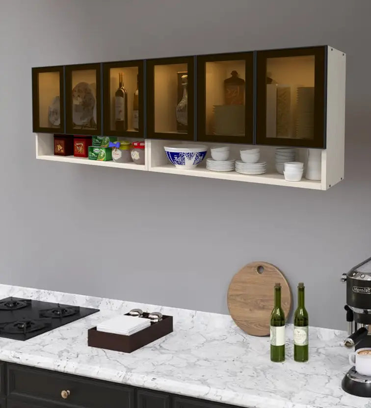 Highland 6 Door Glass Crockery Cabinet