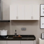 Modular kitchen PANELS 4 Doors Modular Wall Cabinet with Termite resistance & French cleat Engineered Wood Kitchen Cabinet  (Finish Color - White, Pre-assembled)