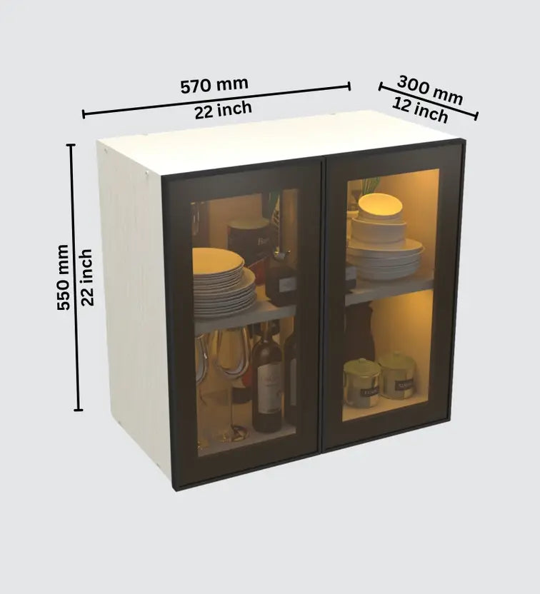 Highland 2 Door Glass Crockery Cabinet