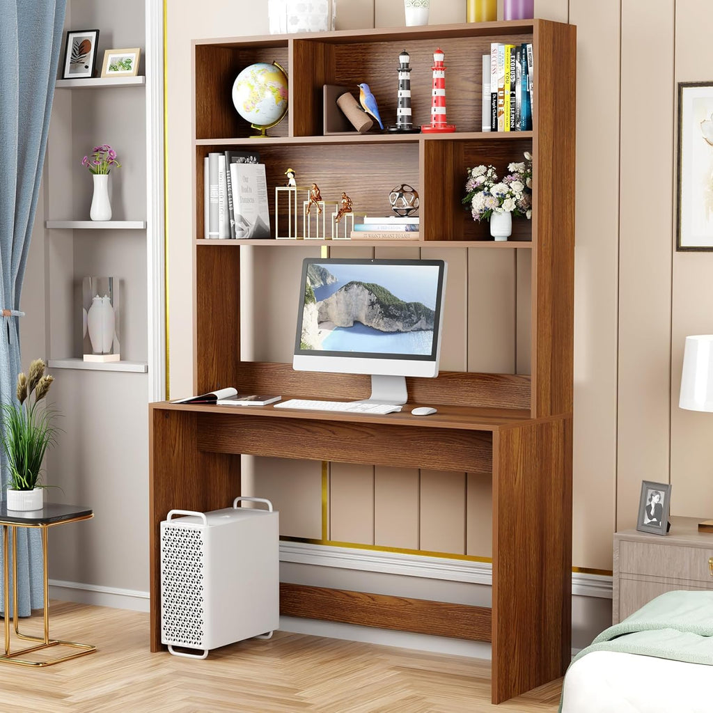 Multi-Purpose Computer Desk with Bookshelf  Engineered Wood  Study Table (90x45x169 cm)