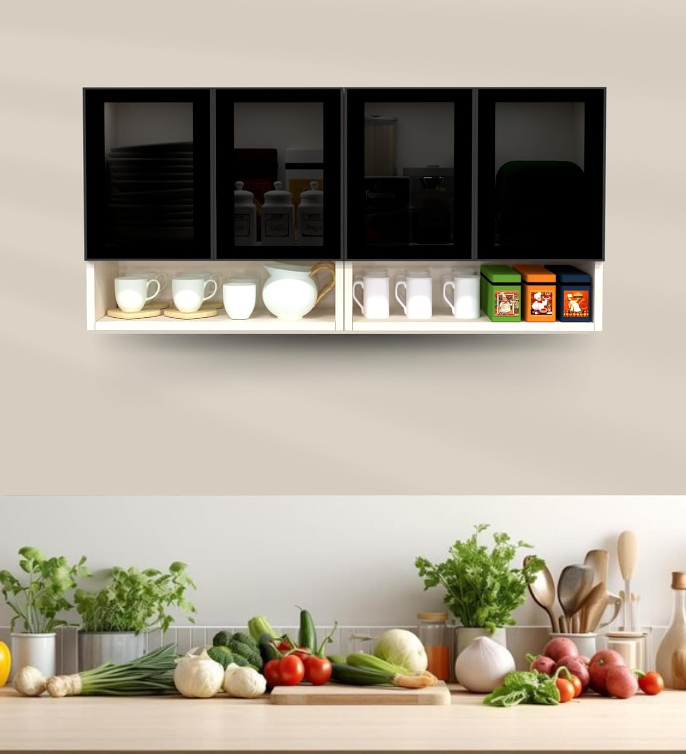 Highland 4 Door Glass Crockery Cabinet