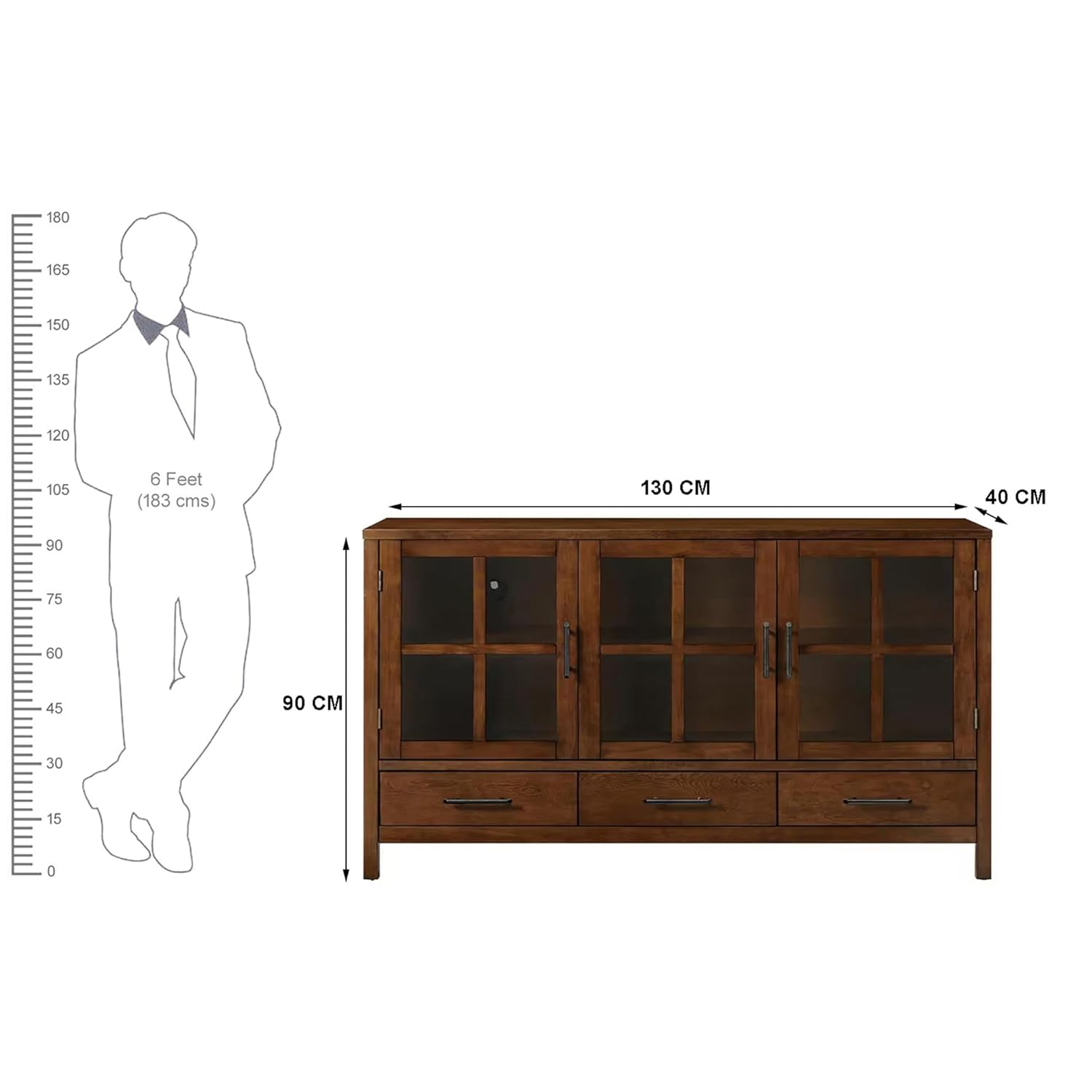 Barban Sheesham Wood Console Sideboard Cabinet