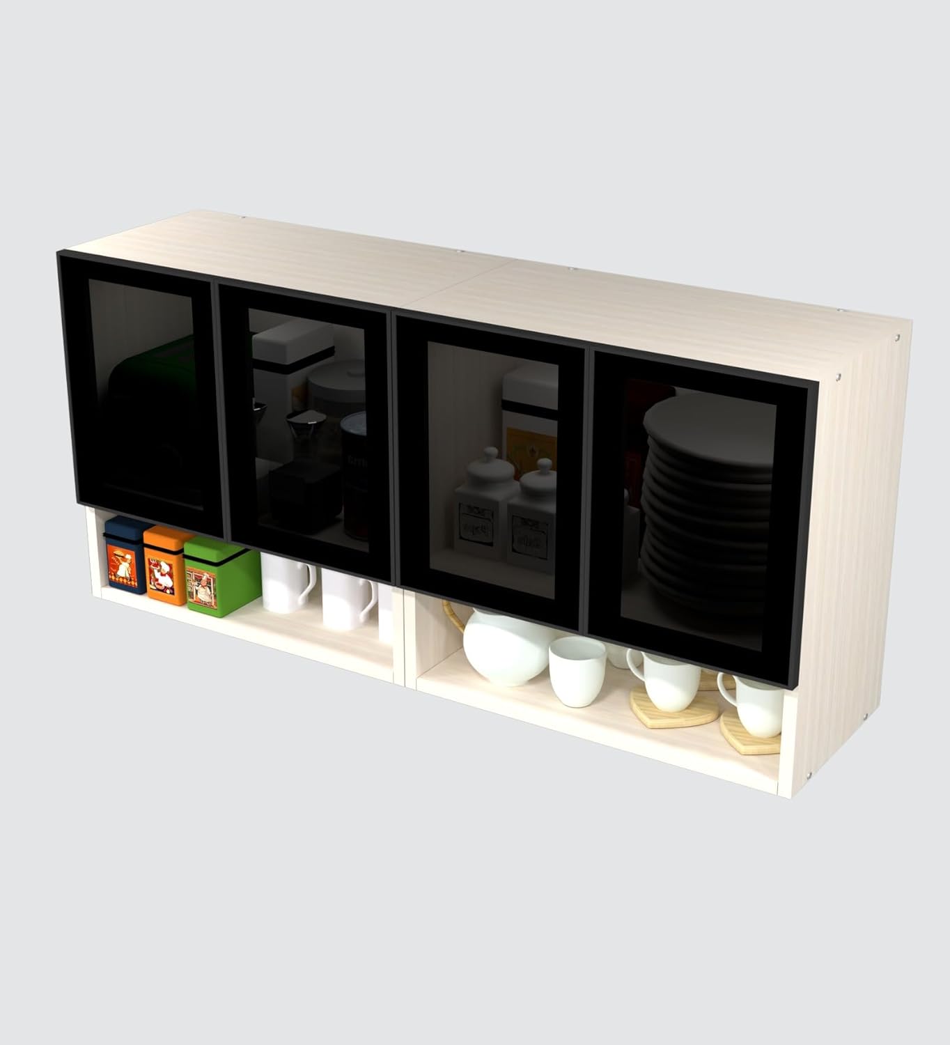 Highland 4 Door Glass Crockery Cabinet