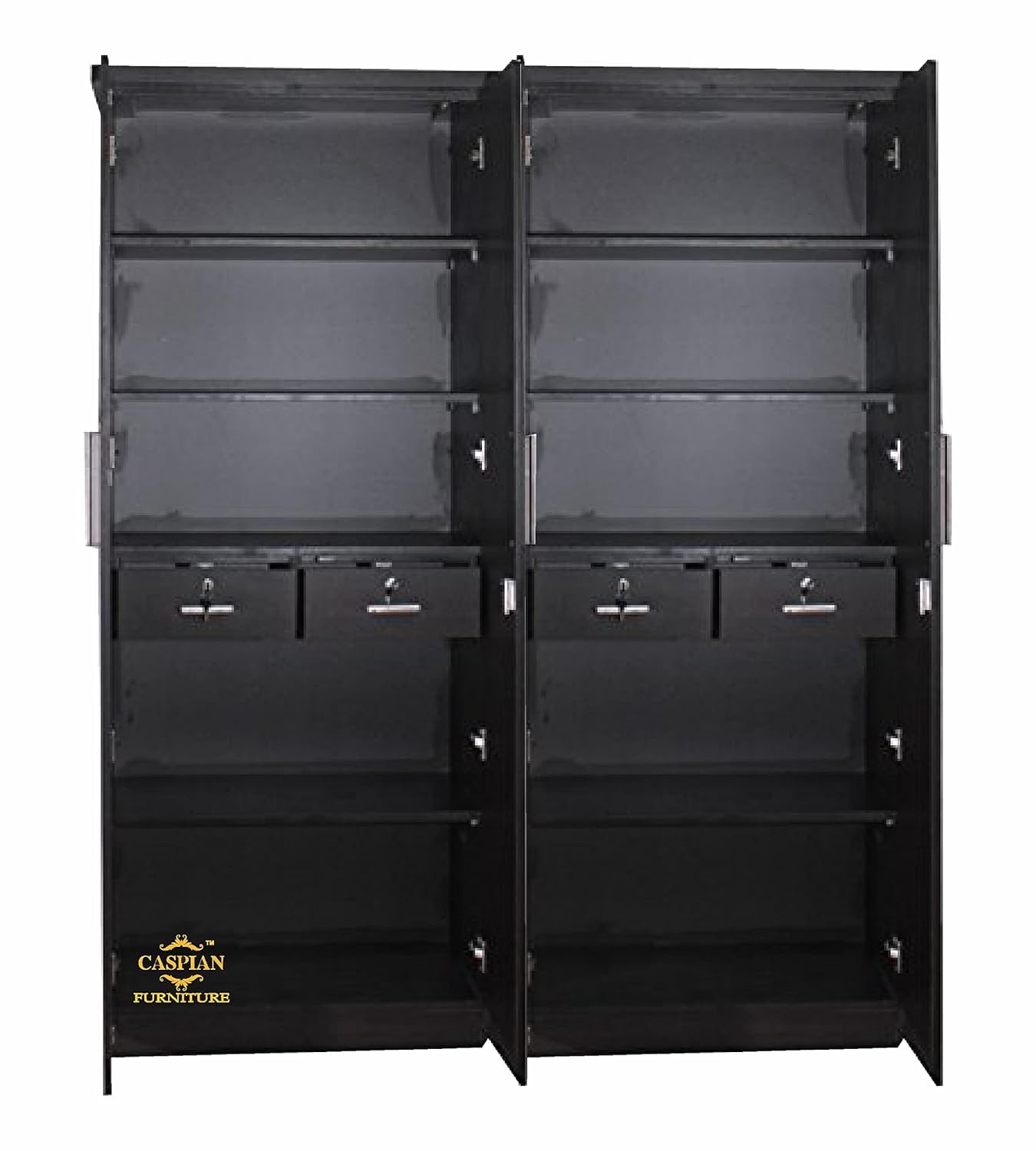 Modern Gold Touch Particle Wood  4 Door Almirah (Engineering Wood Wardrobe )