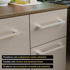 Compact Kitchen Set with Cabinets Ample Storage 120 Cm Wide with Multiple Compartments, 5 niches, 1 Drawers and PVC feet - Brown Beige