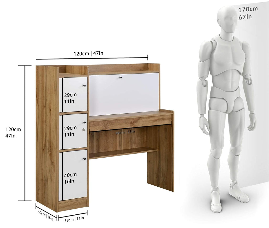 Plank Versa Engineered Wood Study Table and Office Desk (White)