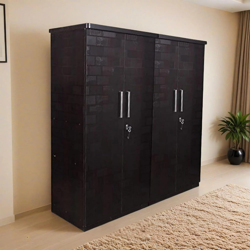 Modern Gold Touch Particle Wood  4 Door Almirah (Engineering Wood Wardrobe )