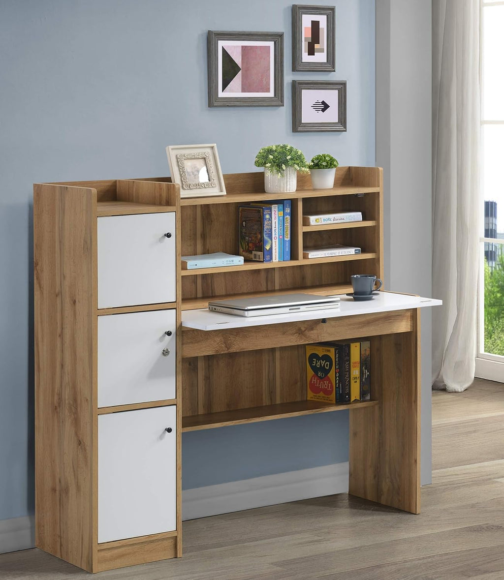 Plank Versa Engineered Wood Study Table and Office Desk (White)