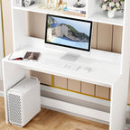 Multi-Purpose Computer Desk with Bookshelf  Engineered Wood  Study Table (90x45x169 cm)