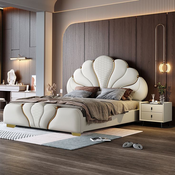 Royal Crest Upholstered Wooden Bed