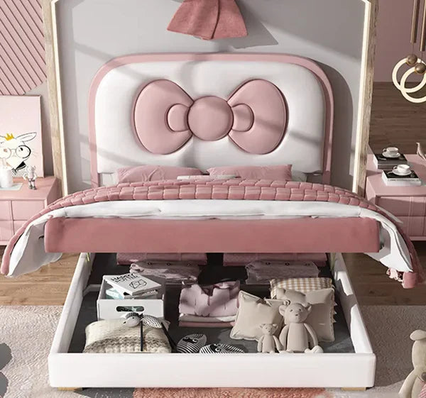 Bow Ribbon Kids Upholstered Baby Beds