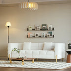 Boucle Fluted Sofa with Pillows