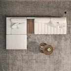 Cream L shape Sofa with Wooden Storage