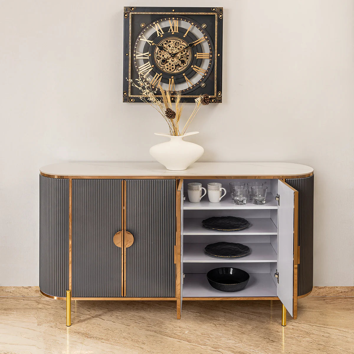 Timeless Aura Console Table With Storage For Home & Crockery Storage Cabinet