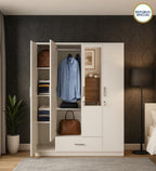Kenzou 4 Door Wardrobe With Mirror & Drawer