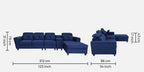 Impero Velvet LHS Sectional Sofa in Royal Blue Colour with Adjustable Headrest