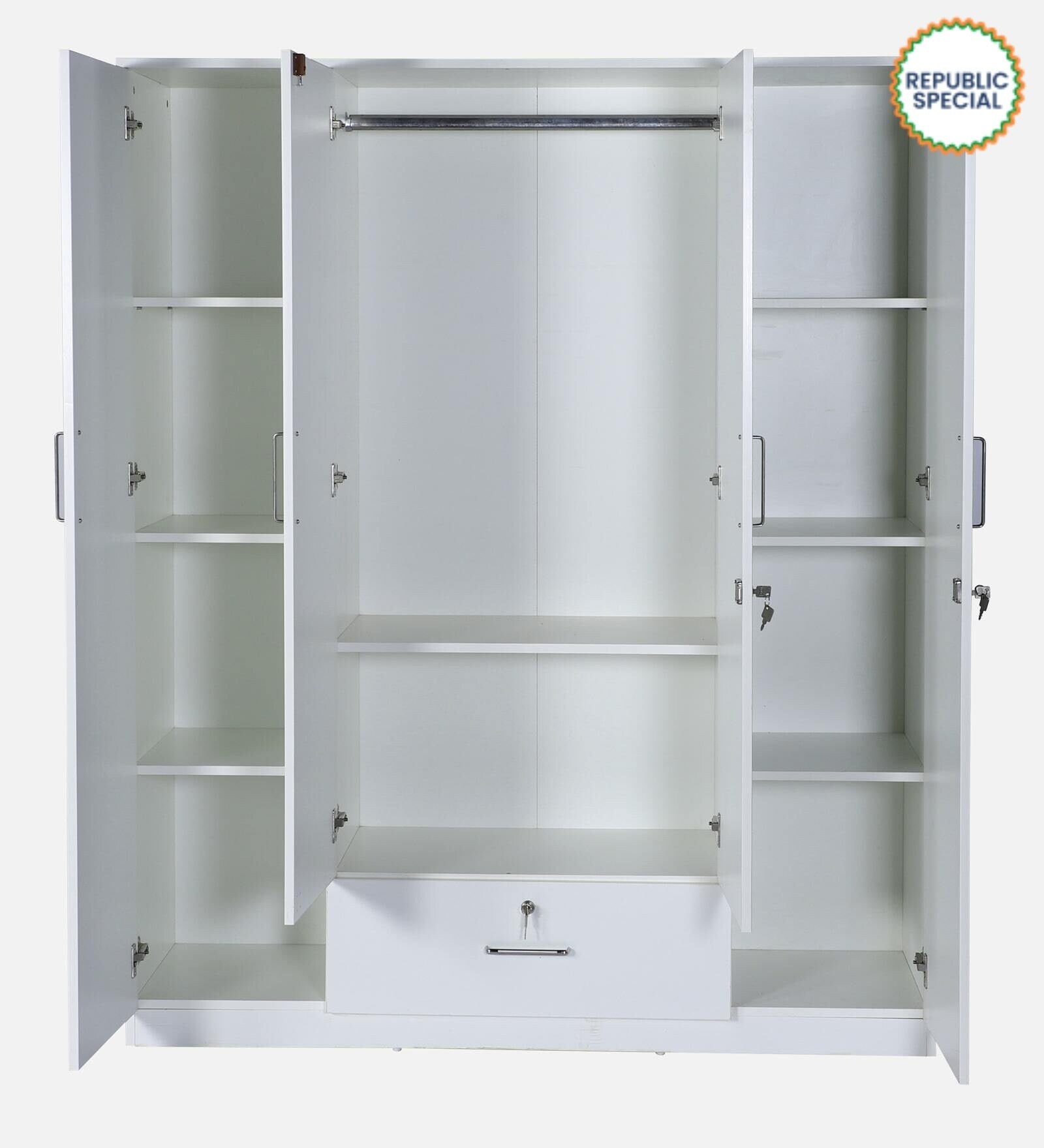 Kenzou 4 Door Wardrobe With Mirror & Drawer
