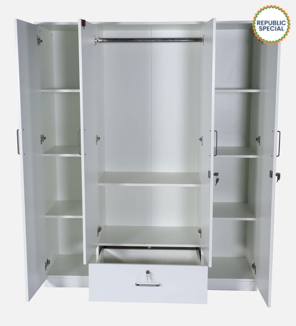 Kenzou 4 Door Wardrobe With Mirror & Drawer