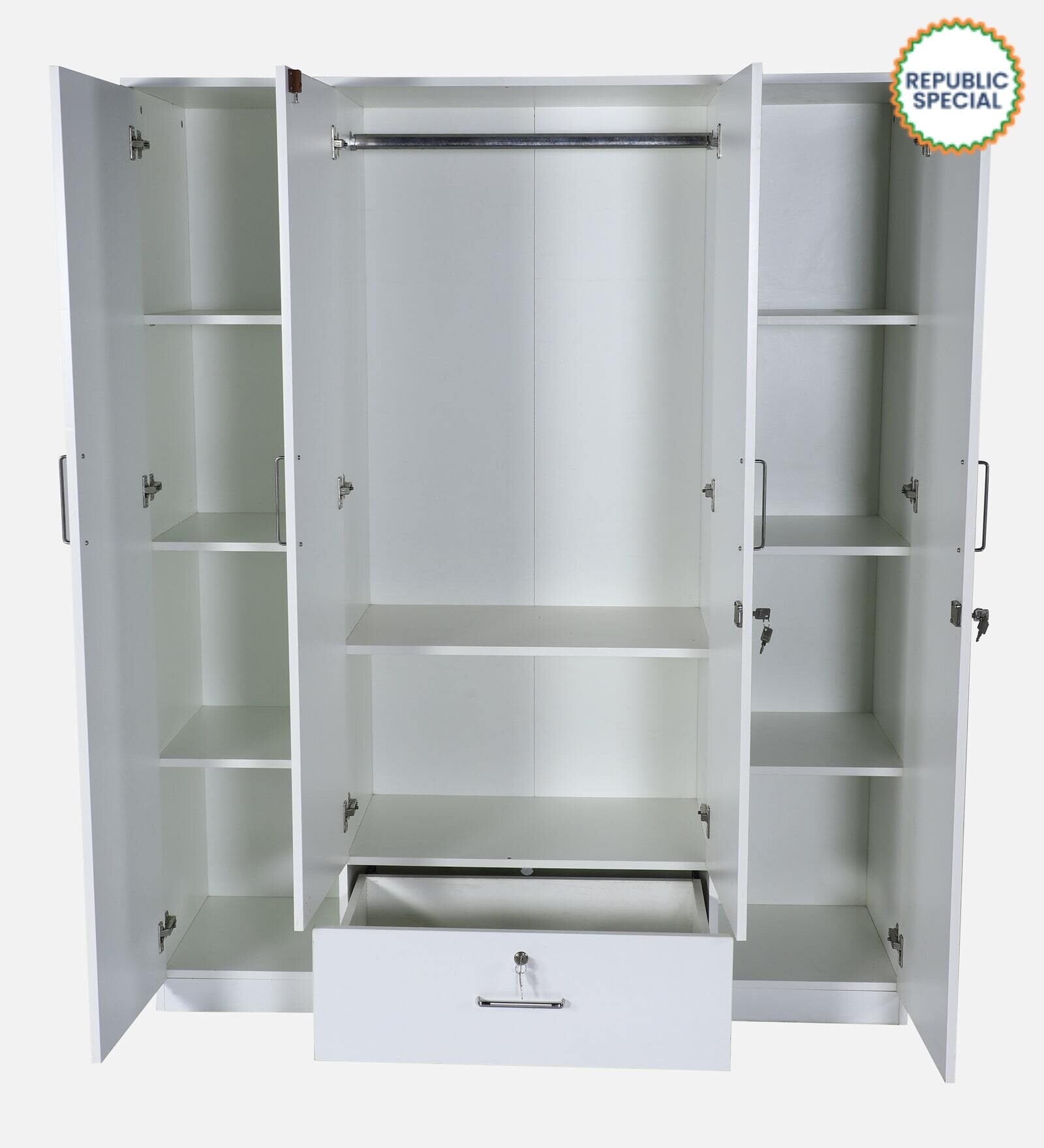 Kenzou 4 Door Wardrobe With Mirror & Drawer