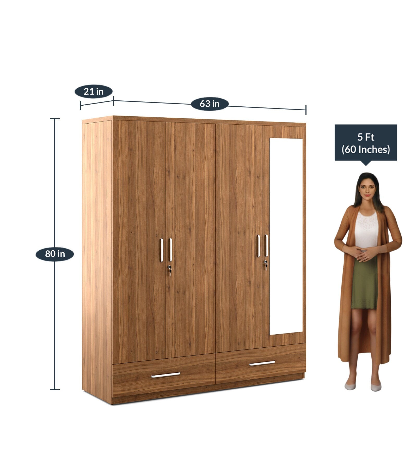 Kosmo Linden 4 Door Wardrobe With Mirror