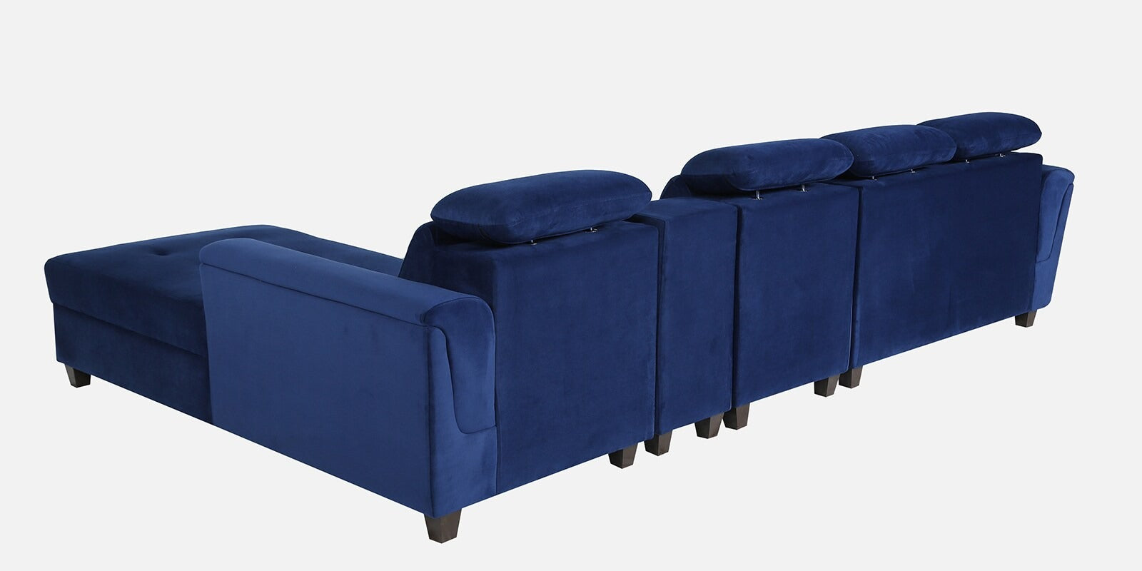 Impero Velvet LHS Sectional Sofa in Royal Blue Colour with Adjustable Headrest