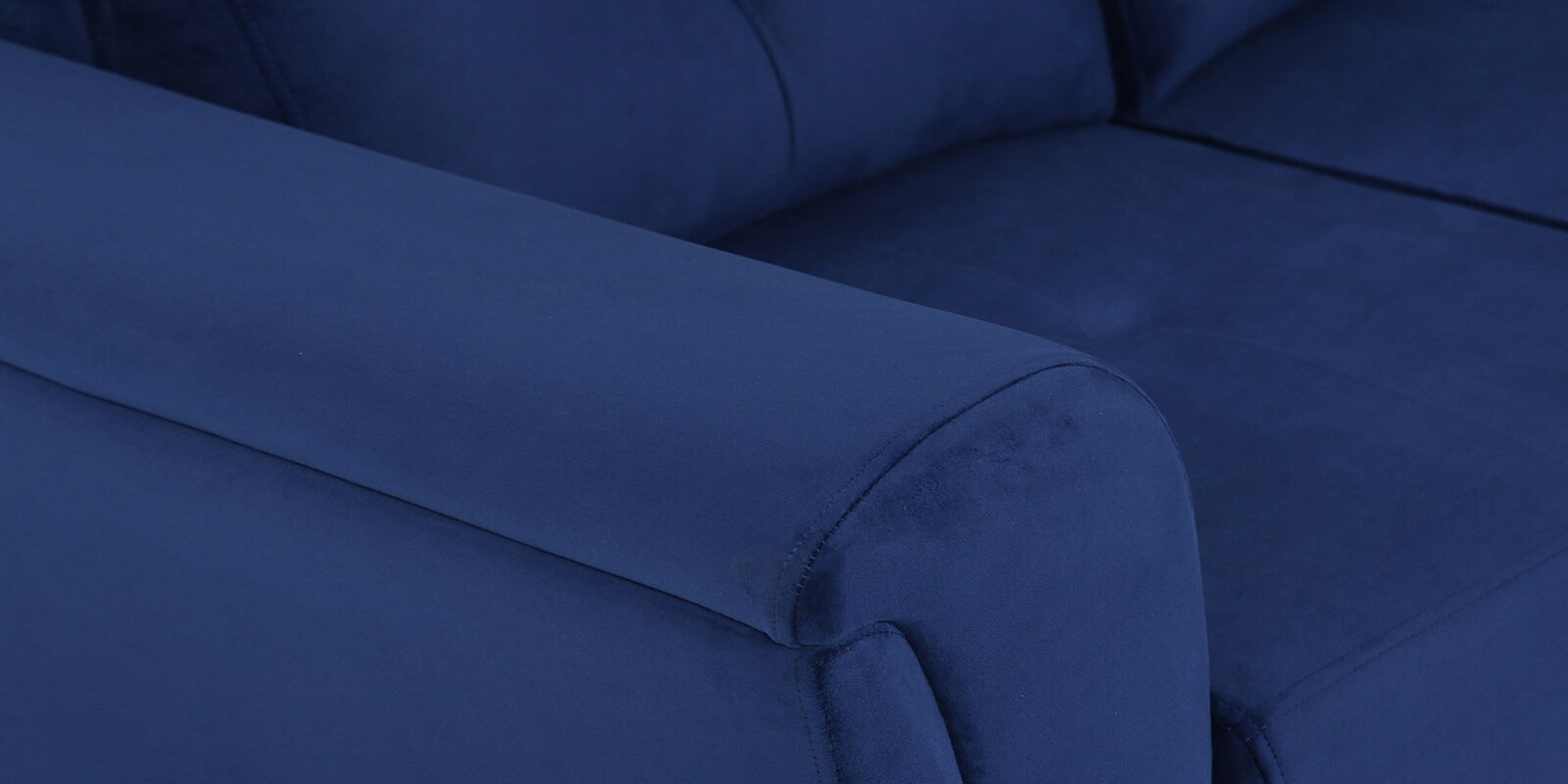Impero Velvet LHS Sectional Sofa in Royal Blue Colour with Adjustable Headrest