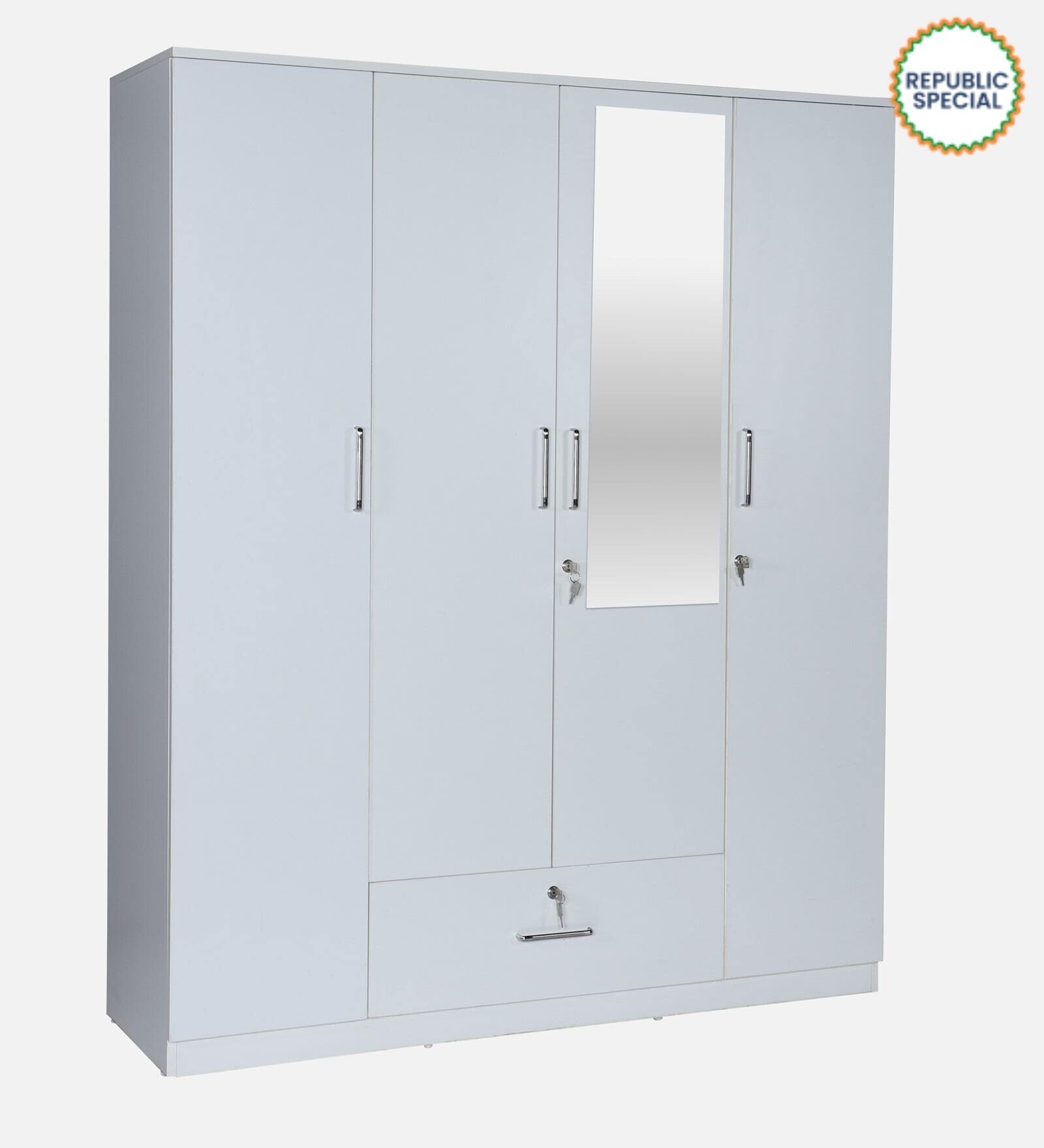 Kenzou 4 Door Wardrobe With Mirror & Drawer