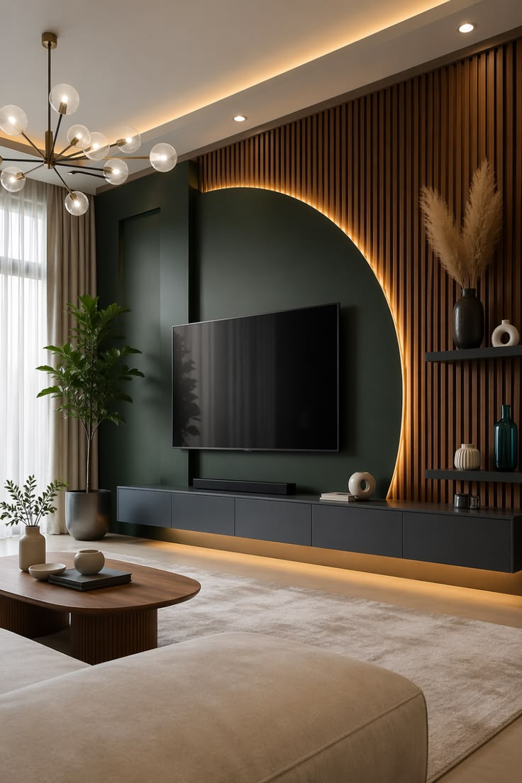 Laura luxury wall mounted with wall Panelling TV Panel