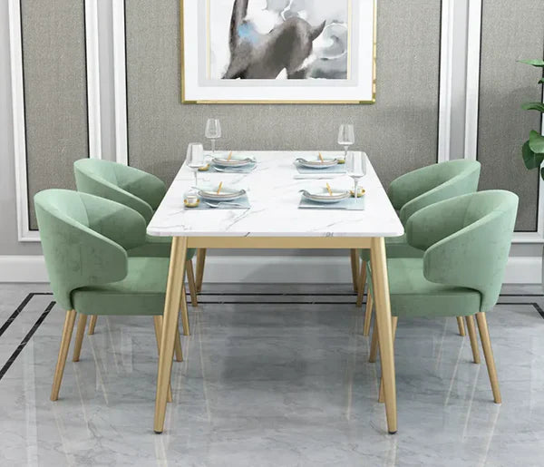 Nordic Metal With Marble Dining Set Six Seater And Four Seater