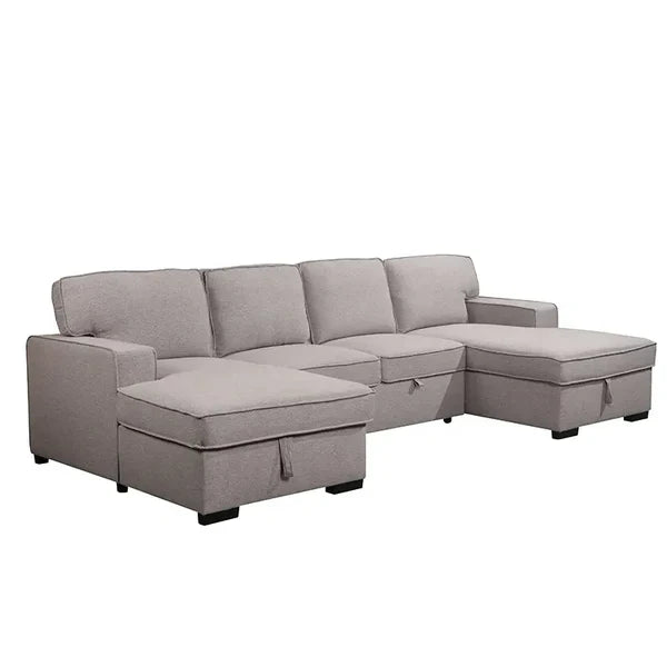 Sleek Modern U-Shaped Sectional Sofa Cum Bed