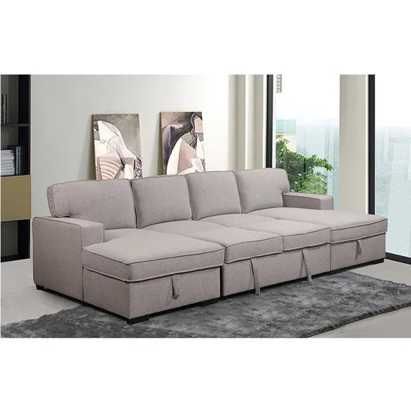 Sleek Modern U-Shaped Sectional Sofa Cum Bed