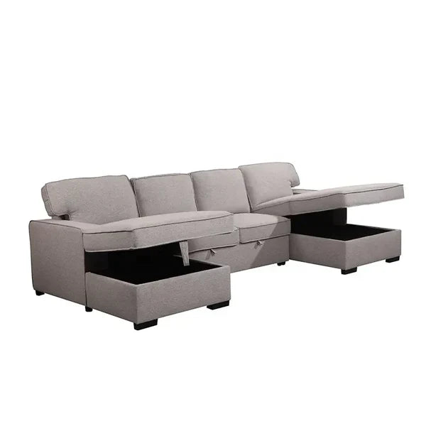 Sleek Modern U-Shaped Sectional Sofa Cum Bed