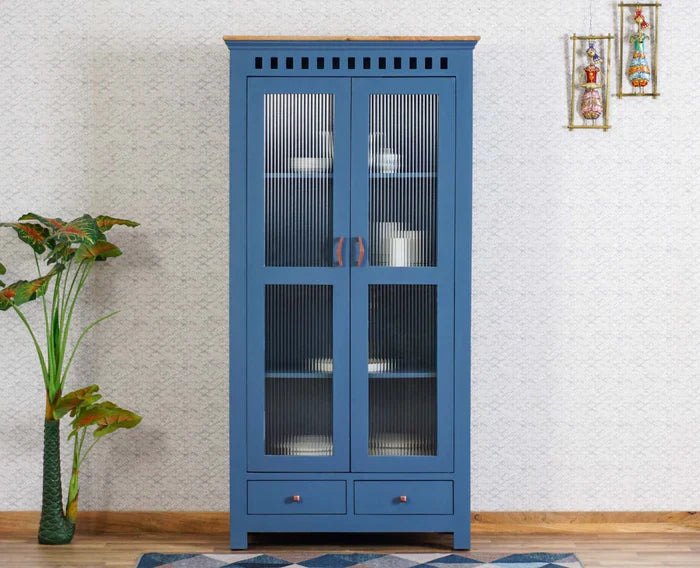 Solid Wood Kitchen Crockery Cabinet Two Door Two Drawers