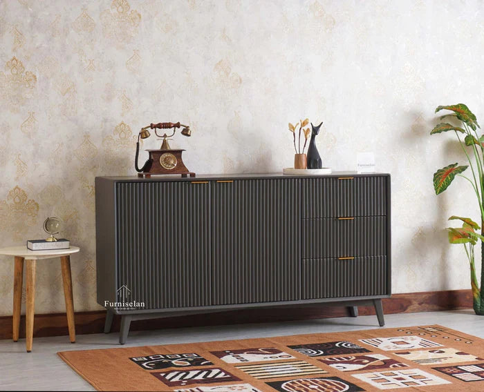 Luxury Buffet Cabinet Display Stand Dining Room Sideboards Marble Solid Wood