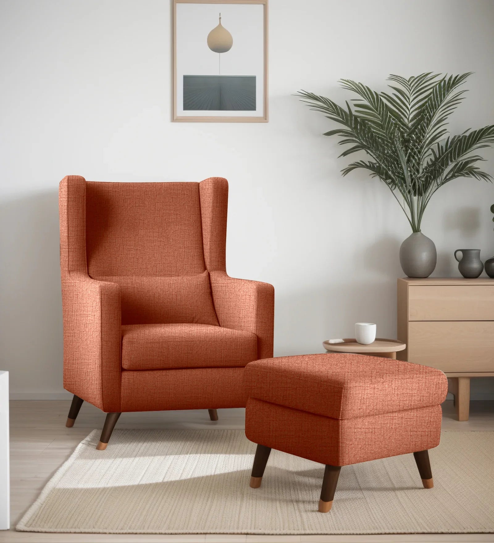 Royal Luxury High Back Chair with Ottoman