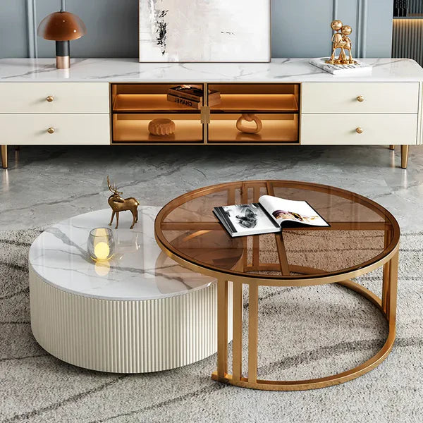 White Marble Majesty TV Unit and Centre Table Set