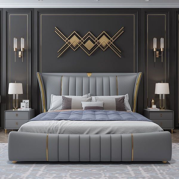 Royal Crest Upholstered Wooden Bed