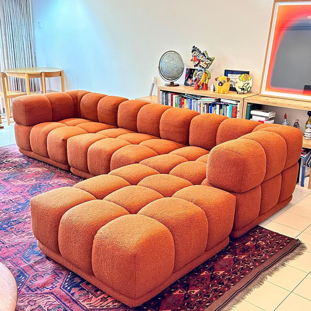 Softy Puff L-Shap Sofa set for Livingroom Office (Beige, Right L shape in cm: 70H x 103D x 170D x300W)