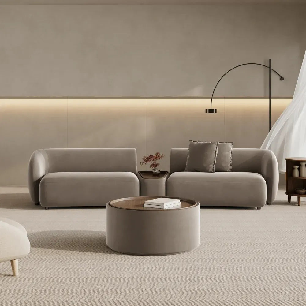 Greenia Modern 4 Seater Curved Sofa With Table