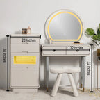 Mystic Meridian Dressing Table & Vanity Set With Mirror & Poof Chair