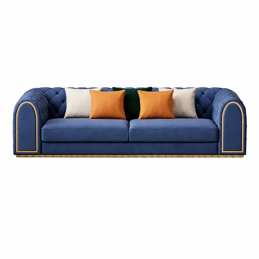 Arzo Modern Luxury Velvet Chesterfield Sofa Set