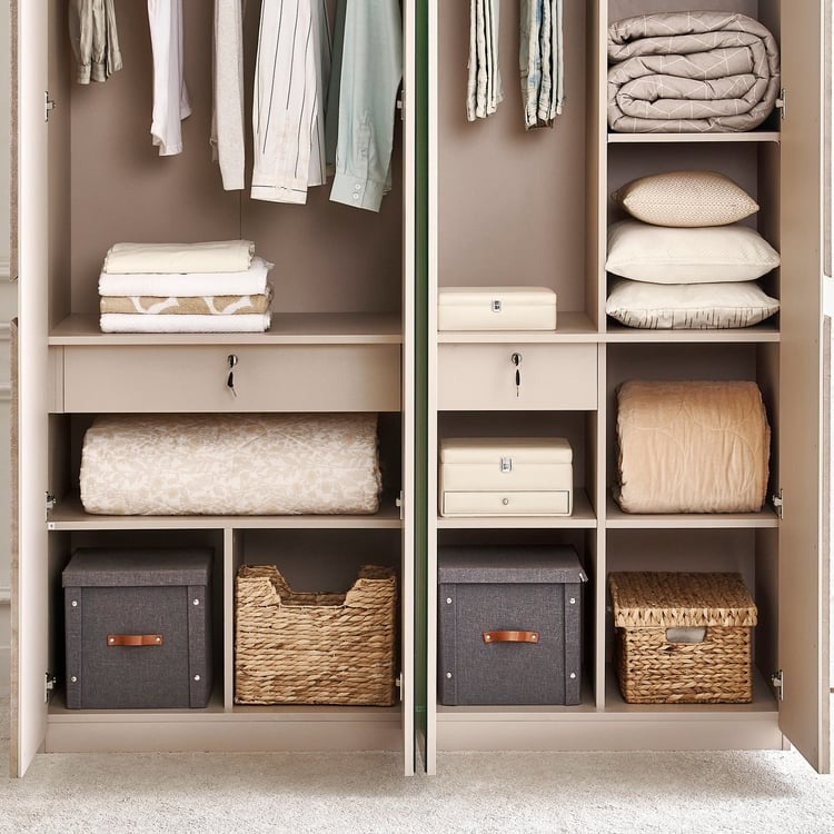 Stellar Elite NXT 4-Door Wardrobe with Mirrors - Greige