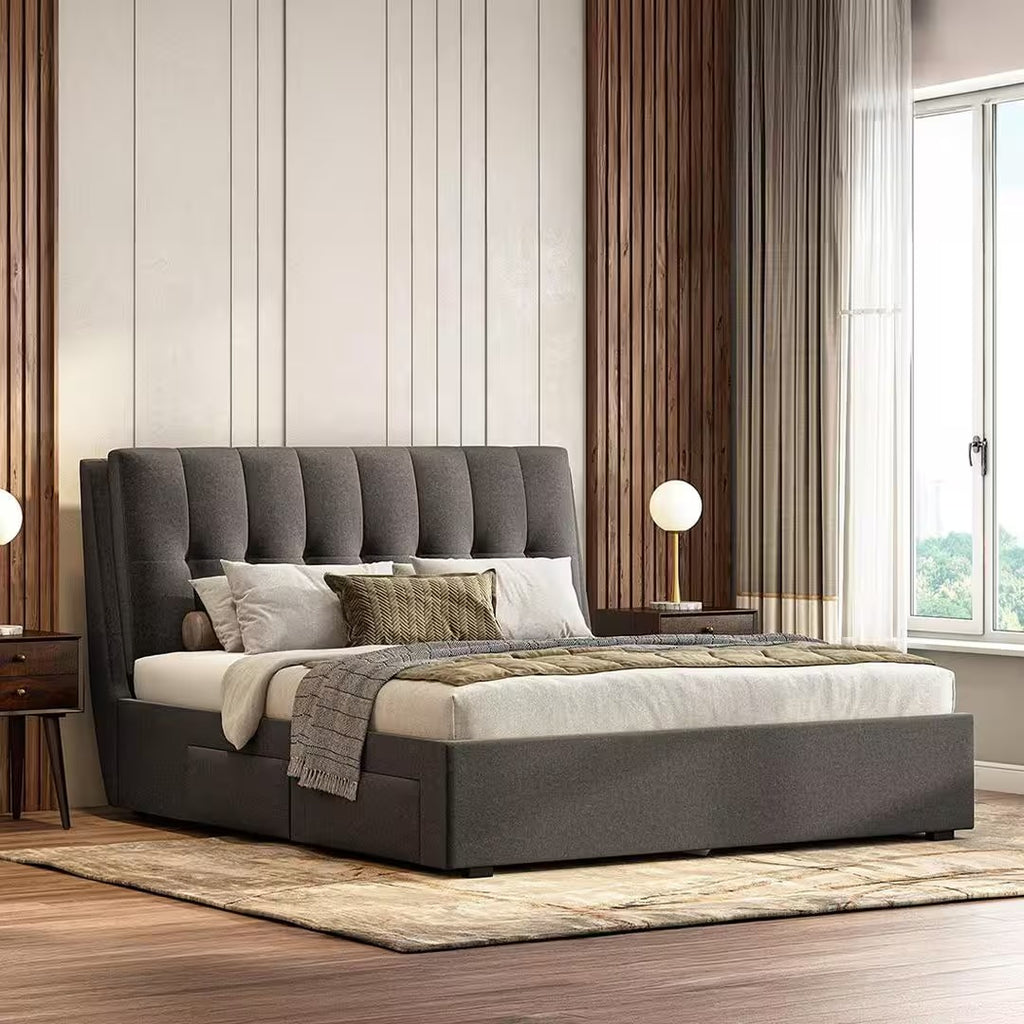 Bornholm Engineered Wood King Size Drawer Storage Upholstered Bed