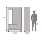 Miller 3 Door Wardrobe With Mirror & Lock