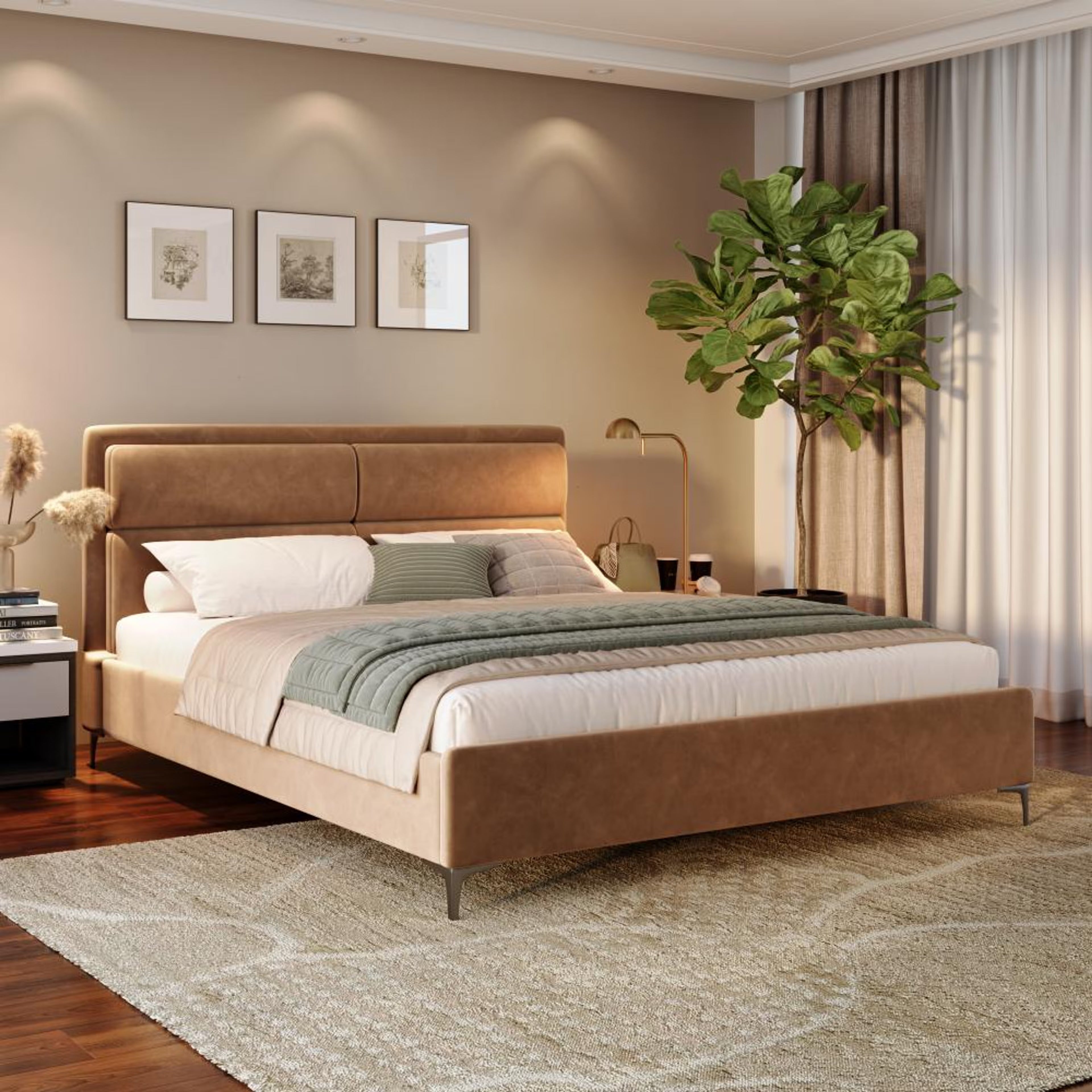 Wakefit Zewail Without Storage King Size Upholstered Bed