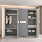 KSHOMESTOREE Engineered Wood 4 Door Wardrobe (Finish Color - White & Grey, Pre-assembled)
