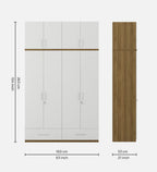 Kosmo Apex 4 Door Wardrobe With Loft In Frosty White Finish With Locker & Drawer